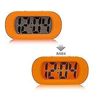 Støtsikker LCD-vekkerklokke med nattlys (oransje)