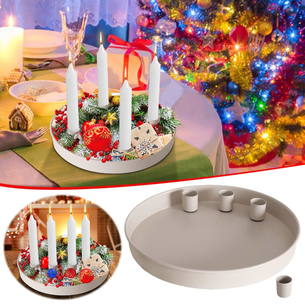 Magnetic Candle Tray For Taper Candles 25 Cm Round Metal Candle Holder With 4 Magnetic Holders Festive Advent Candle Stand