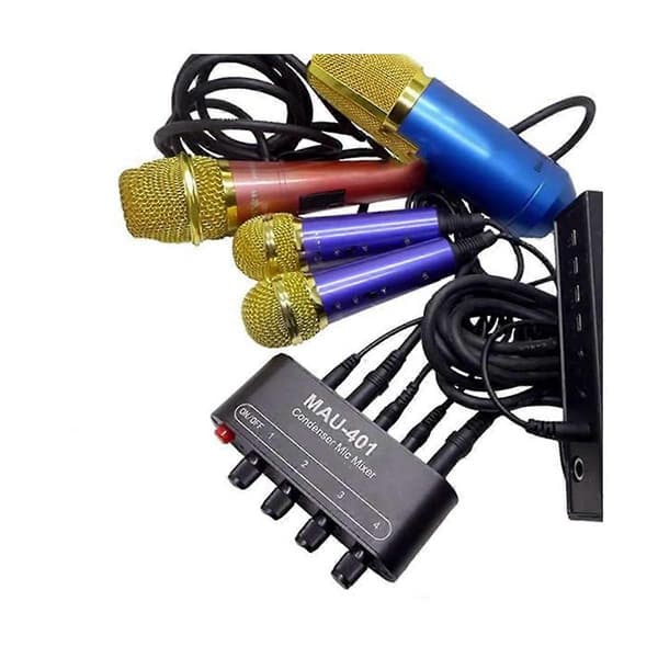 Ny Mini Audio Mixer Kondensatormikrofon Mixer Fire-i-én Mikrofonforstærker til Computer Mobil Black
