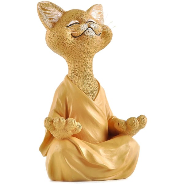 Stor Sittende Buddha Cat Stue Dekorasjon Holiday Simulering Resin Ornament Gift Orange