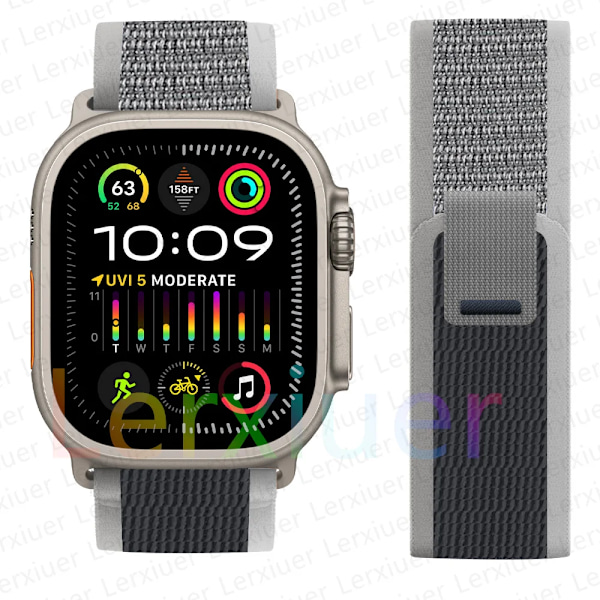 Trailrem for Apple Watch Ultra 2 reim 49mm 44mm 45mm 40mm 41mm 38mm 42mm 45 44 mm armbånd iWatch series 8 9 7 6 5 3 se Svart hvit grå Black white gray Black white gray 42 44 45 49mm
