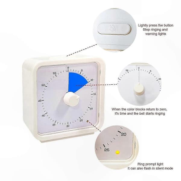 60-minutters visuell kjøkkentimer med magnet, holdbar og nøyaktig nedtellingstimer for matlaging og baking