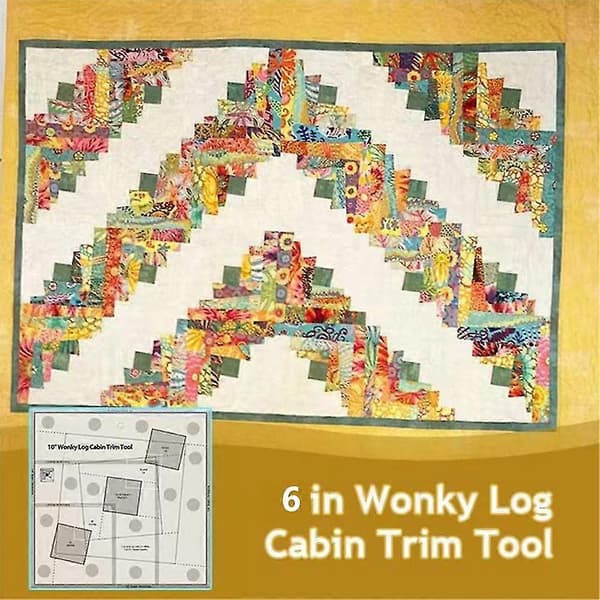 Wonky Log Cabin Trim Tool DIY Quilting Mal Søm Log Cabin Lagingsform Linjal 6 inches
