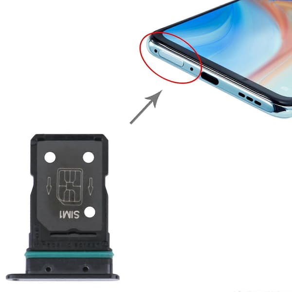 För OPPO Reno4 Pro 5G SIM-kortfack + SIM-kortfack Black