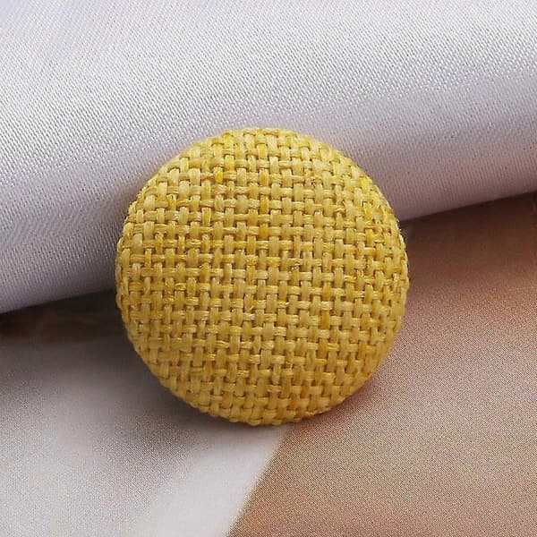 10 pcs. Shank Buttons Metal Buttons Clothing DIY Fabric Buttons Fabric Covered Linen Round Decorative Yellow