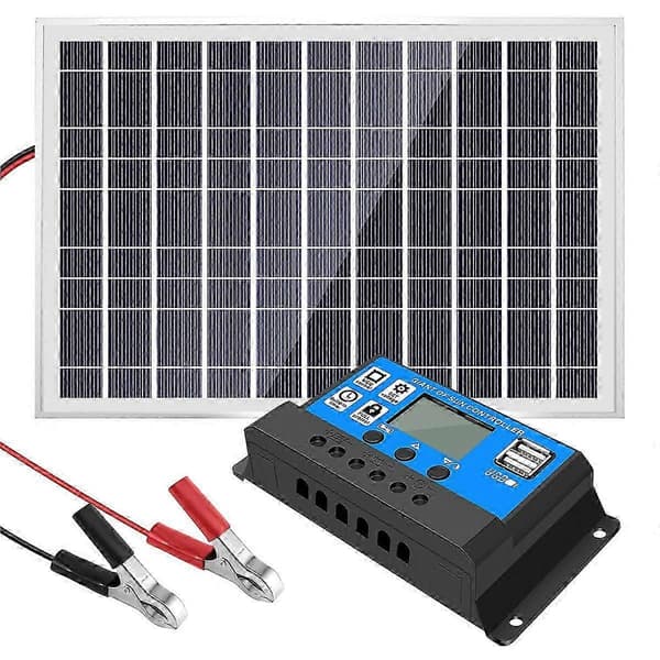 30W 12V Solpanel Batteriladdare+40A Kontroller för Husbil Bil Båt 80 Monocrystalline silicon