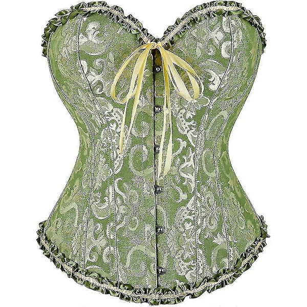 Szivyshi Kvinders Overbust Sweetheart Snøre Plastikknogler Korset Bustier Top Green 6*L Plus