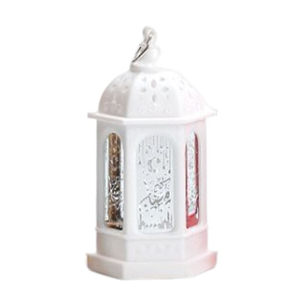 Ramadan Lantern Lamp Eid Mubarak Led Lys Ornamenter Muslim Party Hang Dekor Hvit