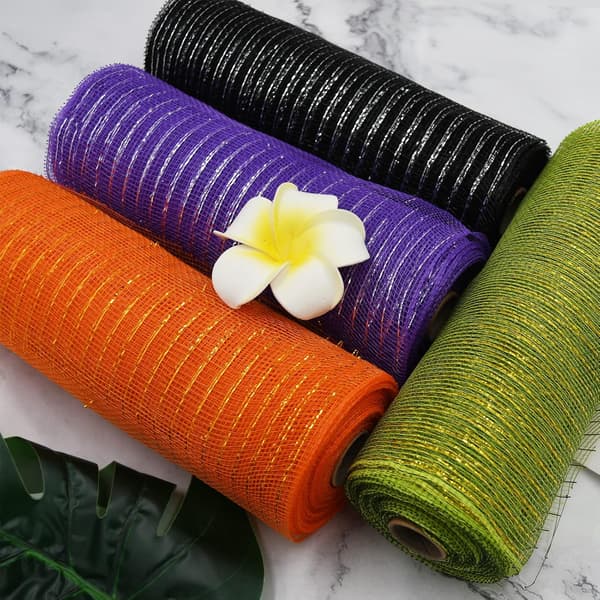 Halloween Polyester Mesh Ribbon Deco Metallic Fall Mesh Metallic Foil Svart, CJY