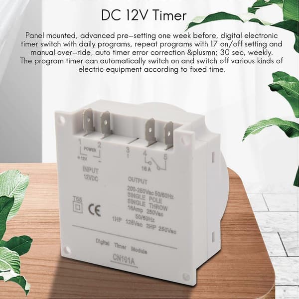 DC 12V Digital LCD Programmerbar Timer Tidsbryter Relé 16A Ampere white
