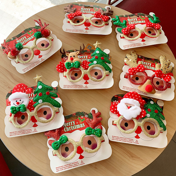 Julebrilleramme, Julefestutstyr, Julepynt, Gaver, Smågaver, Søte Julebriller 2# red checker antlers white nose
