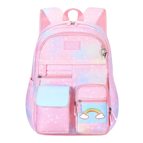 Skolevesker for jenter Multi-ytre poser Vanntett bagasjeveske med stor kapasitet Gradient Pink Large