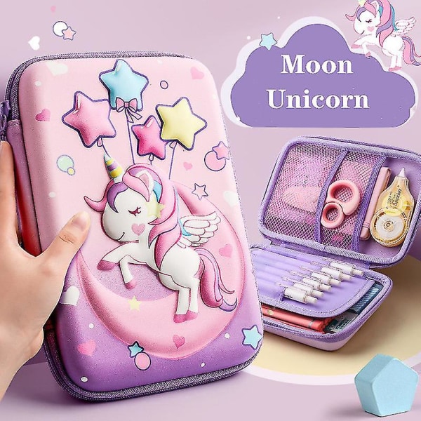 3d Eva Unicorn söpö case Sarjakuva paperitavaralaatikko tytöille värillinen kynärasia Opiskelijan case Koulutarvikkeet Lahjat Ipad- case