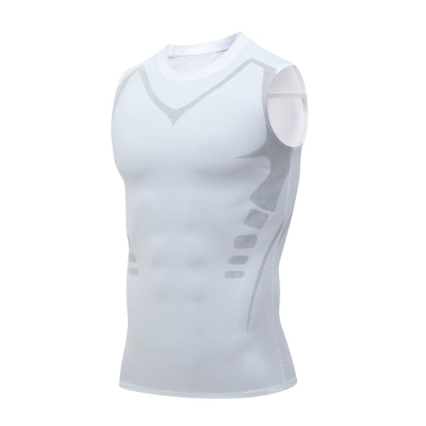 Ionic Shaping Vest, Killar Herr Bröst Gynecomastia Compression Top White 2XL
