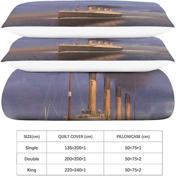 Titanic 3D Täcke, Quiltöverdrag Sängkläder, Polycotton Jack Och Rose Film Mönster Quilt Sängset, Pojkar Och Flickor King Single135x200cm