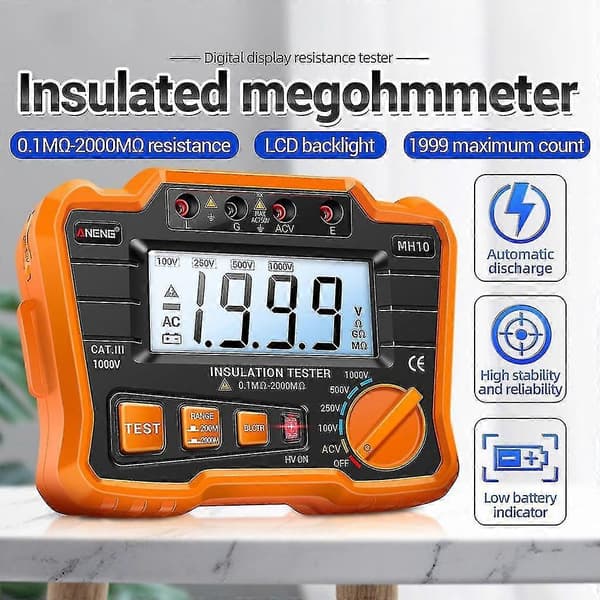 Digital isolationsmodstandstester Megger Megohm Meter 100/250/500/1000vCJY Blue