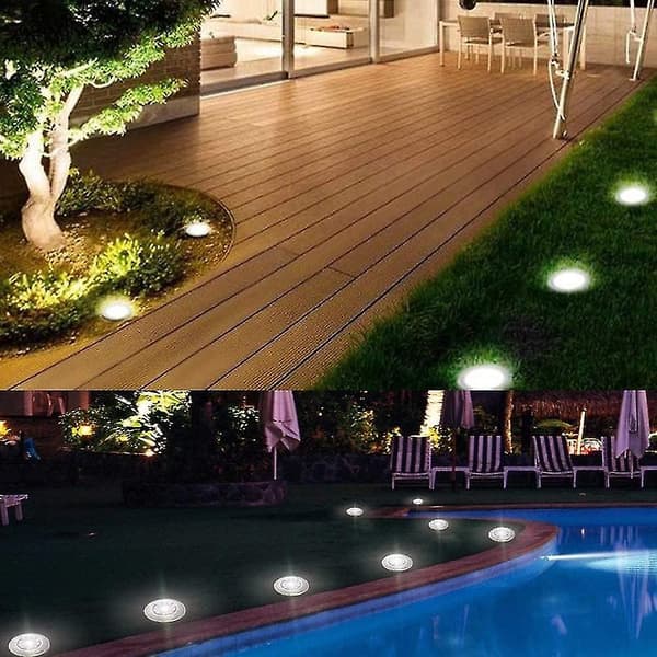 Markbelysning, 12-pack 8 LED Solar Infällda Lampor, Vattentäta, Kallvit