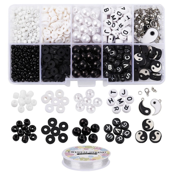 Yin Yang Clay Beads Clay Beads Bohemian Black And White For Halsband