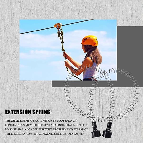 Fjærbrems for zipline, 165 cm, rustfritt stål, med glidelås