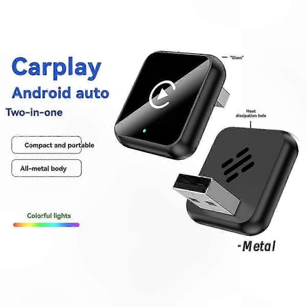 2-i-1 trådlös CarPlay-adapter för iOS och Android Smart Auto Box Black