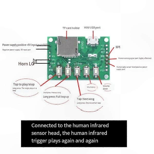 Gør-det-selv-afspiller med højttaler, programmerbart lydmodul til MP3 WAV-filer, tilpasselig spilledåsekomponent As Shown