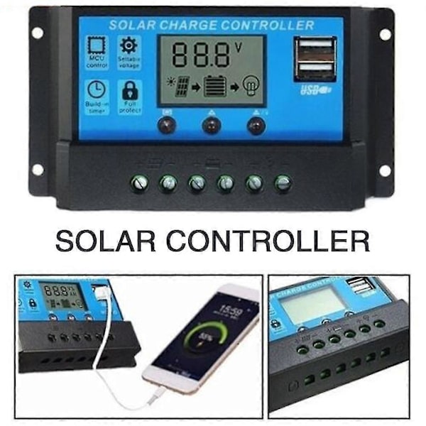 12v/24v Auto Solarpanel Batteri Controller Digital Display Solar Opladningscontroller til Solar Advarselslys CJY 10A