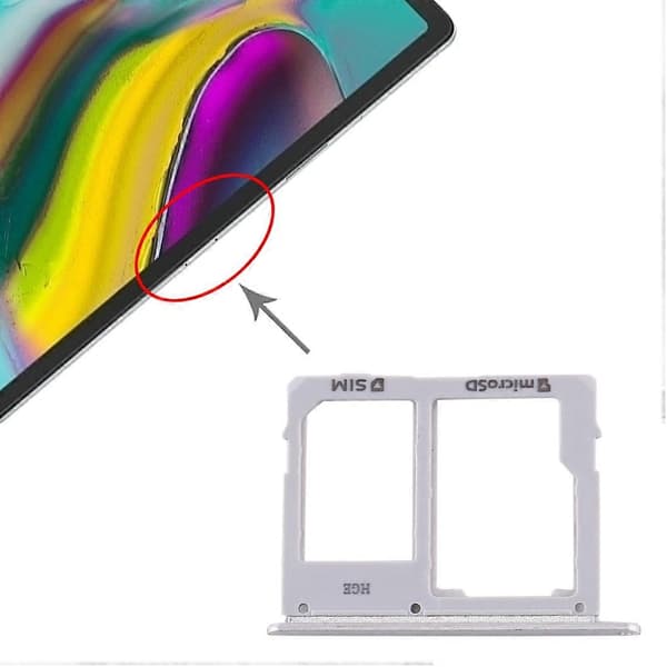 For Samsung Galaxy Tab S5e SM-T725 SIM-kortskuff + Micro SD-kortskuff Silver