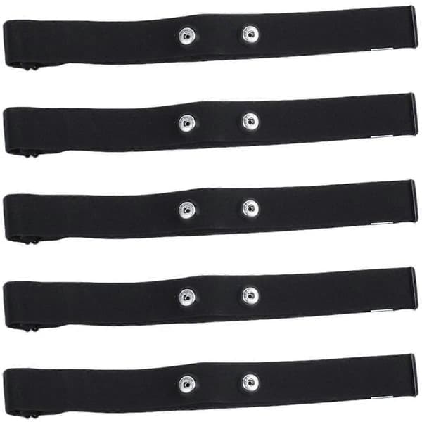5 STK Brystbælte til Polar Wahoo Garmin til Trådløs Pulsmåler Elastisk Blød Strop Black