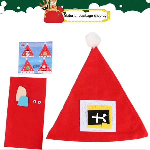 Julehatte-sæt til børn - DIY Santa Hat Håndværkstilbehør, Håndlavet Julehatte-sæt, Ideel til Julehåndværk