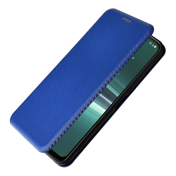 För HTC U23 Pro 5G Telefonställ Case Carbon Fiber Texture Cover med kortplats Blue