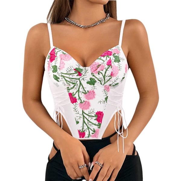 ure Rihmauskorsetti Crop Top Bustier Push Up Yläosa Rintaliivi Klubille Festivaalille Juhliin Valkoinen Pitsi Rintaliivi Pieni