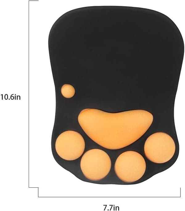 Kat musemåtte med håndledsstøtte, bærbar ergonomisk skridsikker gaming musemåtte sort orange