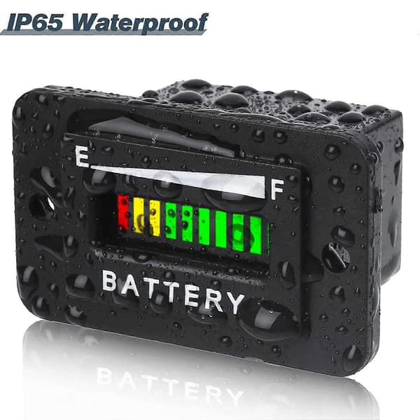 Golfvogn Batterimåler 48V LED Batteriindikator Batterimåler Batteriniveau Måler IP65 til Club C Black