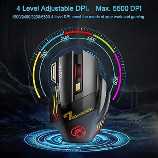 Trådlös Gamingmus För Dator 2.4G Rgb Uppladdningsbar Gamingmus Bluetooth Usb Mus Tyst Ergonomisk Mus