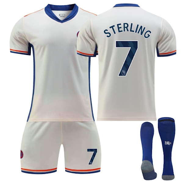 Chelsea Hjemme Barn Fotballdrakt 2024-2025 - Borte - Nummer 7 - Sokker 20 Nr. 7 - Sokker No. 7 - Socks 20