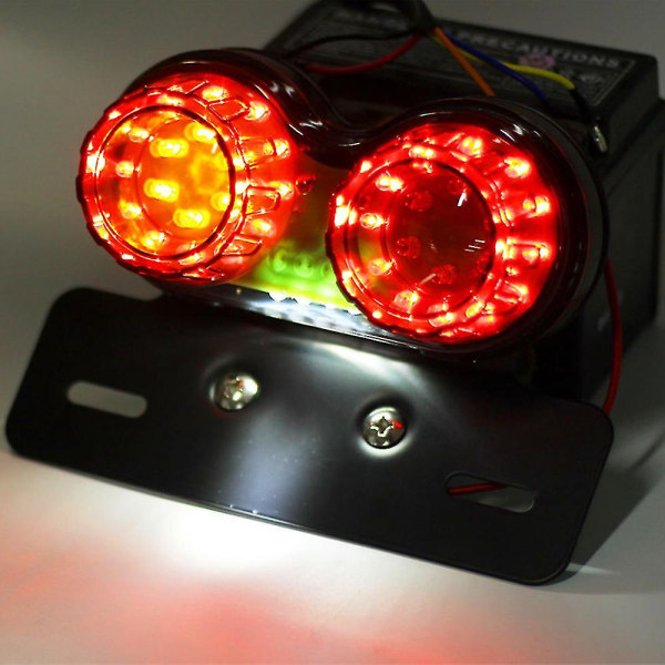 Exquisite Motorcycle Retro Led Twin Dual Tail Turn Signal Brake Stop Light License Plate For Atvs Dirt Bike Custom Chopper Cruiser Buggy