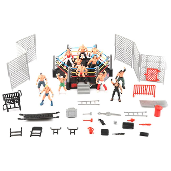 32 stk Mini wrestling legesæt med mini actionfigurer og tilbehør Børnelegetøj med realistisk wrestler gave til fans