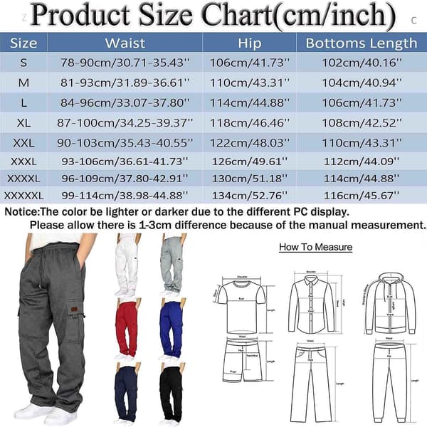 Herrbyxor Bomull Joggingbyxor Med Elastisk Midja Vida Ben Cargobyxor Andningsbara Varma Vinter Sweatpants One size