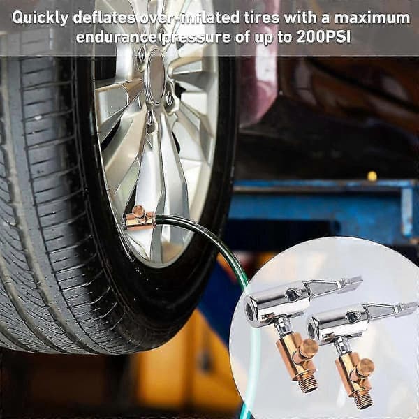 2-pack låsande luftchuck däckpump med avlastningsventil, 8 mm standard metall luftchuck för däckpumpning