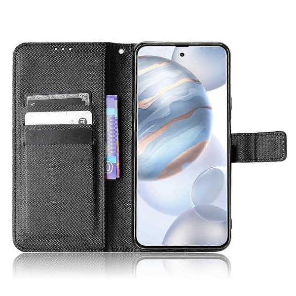 För Cubot X50 Diamanttextur Läder Telefonfodral Black