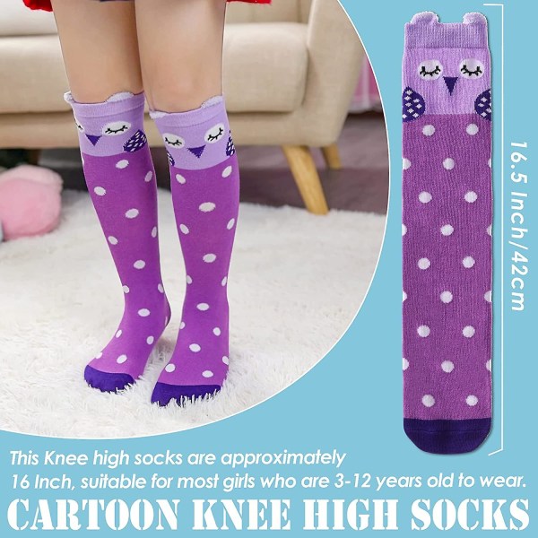 3-12 år gamle piger Knæhøje sokker Børn Søde Crazy Funny Dyremønster Lang støvle Fun Animal Socks 06
