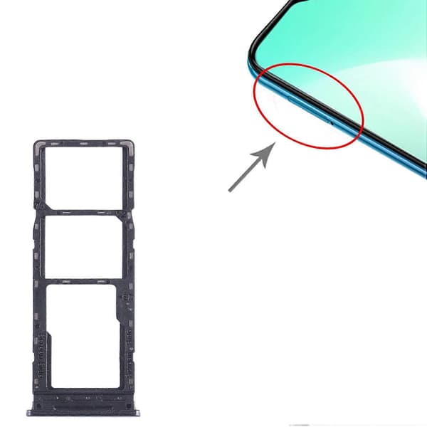 For Infinix Hot 11 Play SIM + SIM-kortskuff + Micro SD-kortskuff Black