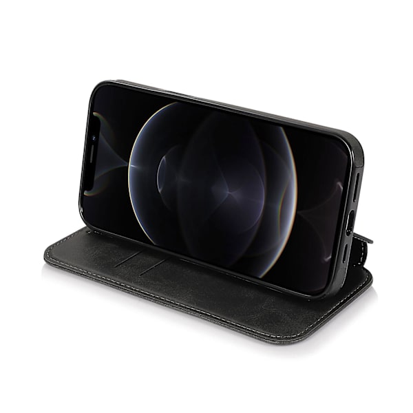 iPhone 12 Pro Max Case Leather Wallet Flip Phone Case CJY Black Black iPhone 12 Pro Max
