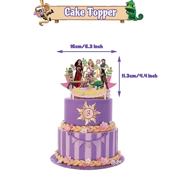 Tangled Rapunzel Princess Tema Födelsedagsfest Dekoration Tillbehör Banner Ballonger Tårta Cupcake Toppers Set