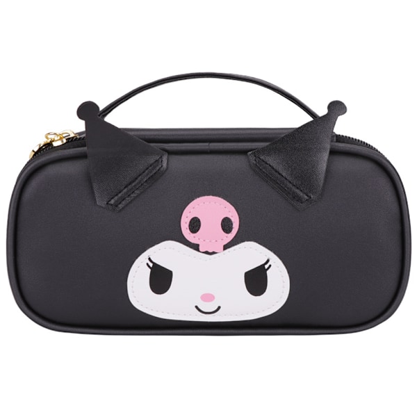 Sanrio pennfodral för flickor, PU-läder pennfodral för barn med dragkedja, tecknad anime pennfodral för skolan, skolmaterial present Black