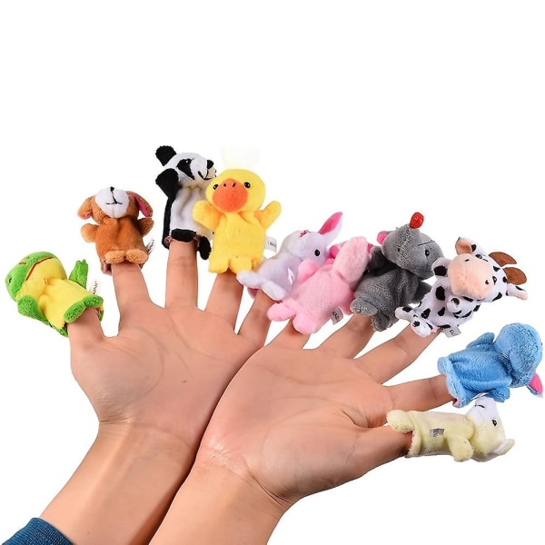 10 pakke fingerdukker - myke plysjdyr fingerdukkeleker for barn, mini plysjleketøy for gutter, jenter, festtilbud til show, leketid, skoler