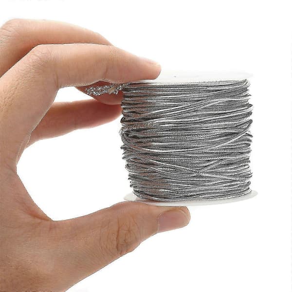 2025 21 Yards/20 m elastisk snöre pärlsnöre tråd 1 mm silver pärlsnöre