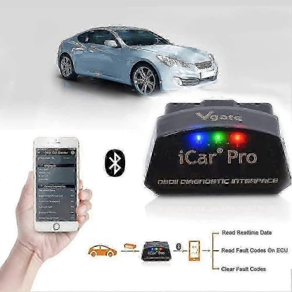 Vgate Icar Pro Bluetooth 4.0 (ble) Obd2 Obdii Fejlkodelæser Bil Check Motorlys Med Elm327 Adapter