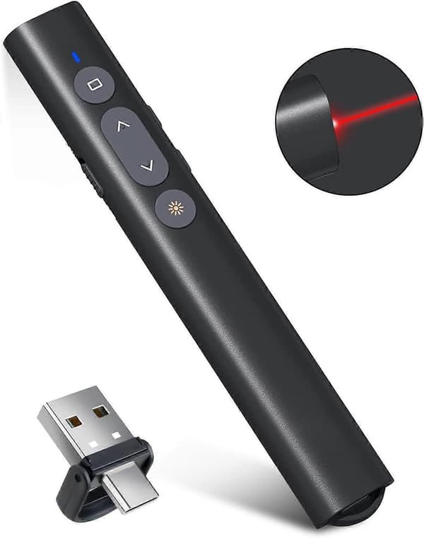 USB-A/USB-C Præsentationsklikker til PowerPoint-præsentationer Pointer, Trådløs