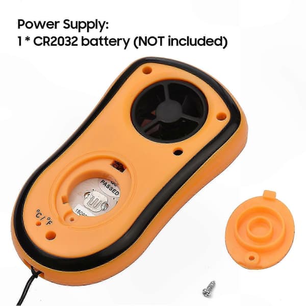 Bärbar Digital Anemometer Vindmätare, 104.3x57.8mm Orange